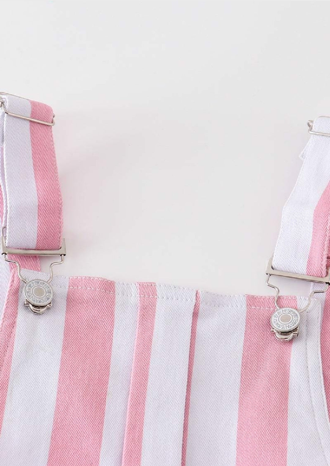Girl's Boutique Pink Stripe Denim Strap Overall Dress Coveralls Retro