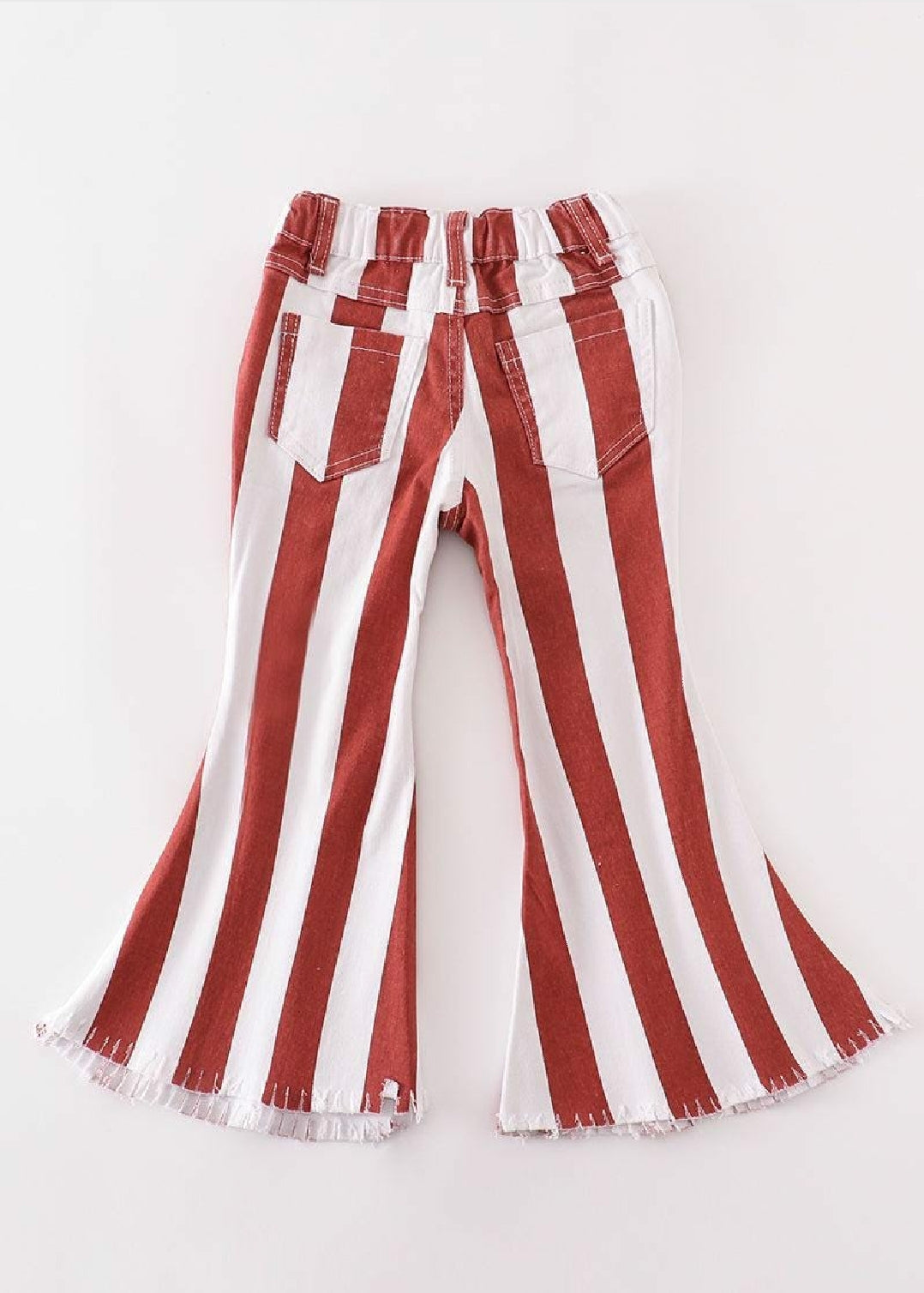 Girl's Boutique Terracotta Striped Denim Jeans Flared Hippie Boho