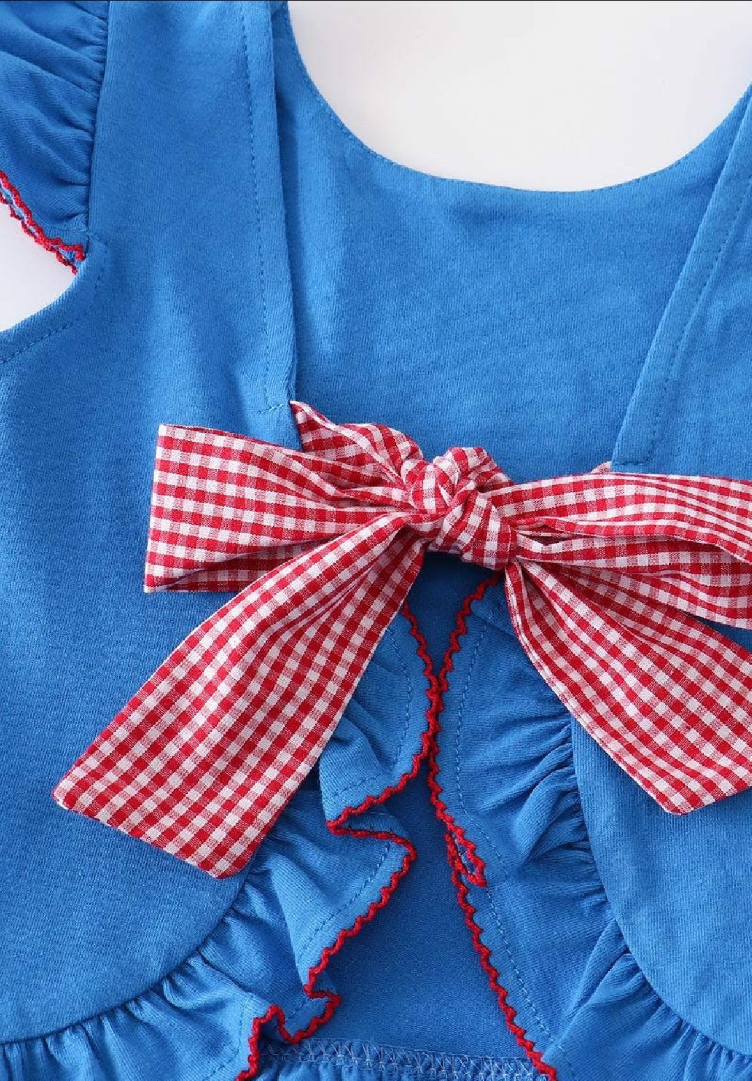 Girl's Boutique Premium Patriotic Plaid Flag 2 PC Ruffle Bloomer Set 4th of July Sibling Matching