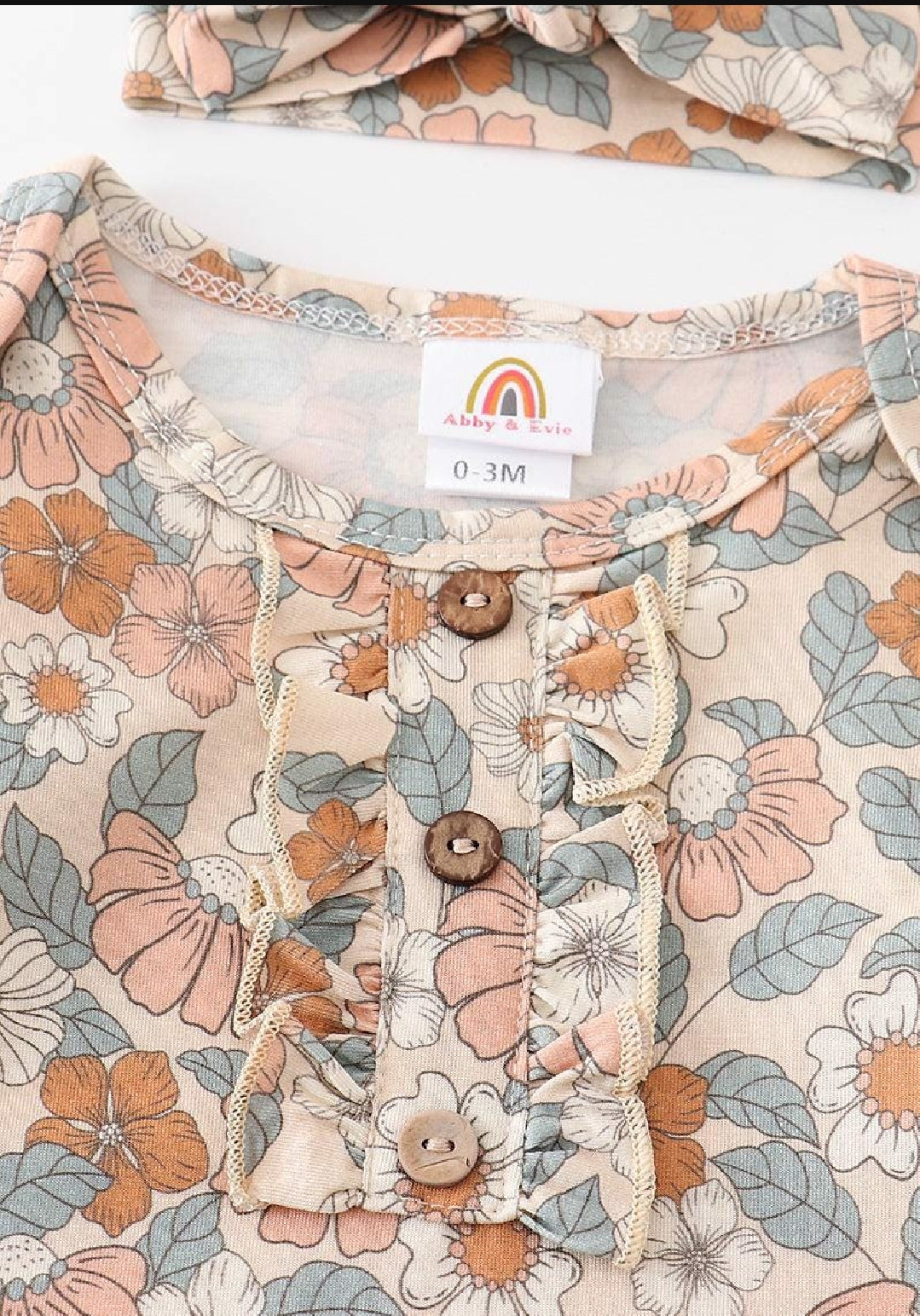 Girl's Boutique Mauve Fall Floral Print Baby Knot One Piece Outfit And Matching Headband