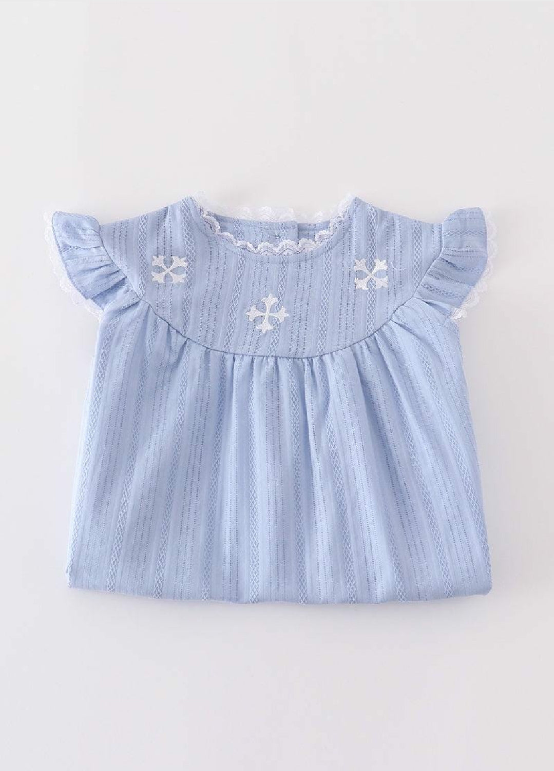 Girl's Boutique Premium Blue Easter Cross Girl Embroidered Embroidery Dress Matching Sibling