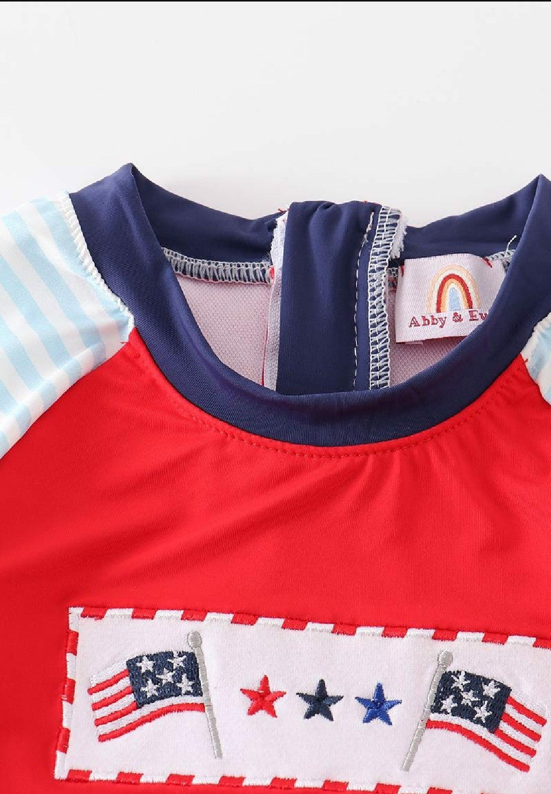 Girl's Boutique Blue Patriotic Flag Embroidered Embroidery 4th Of July Two Piece Swimsuit Matching Sibling