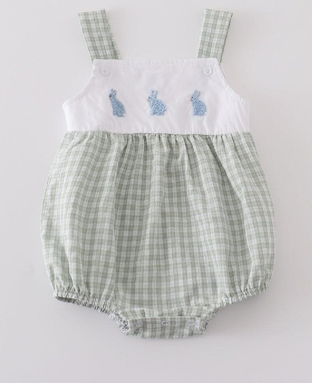 Boy's Boutique Premium Cotton Sage Easter Bunny Embroidered Bubble Romper Outfit Matching Sibling