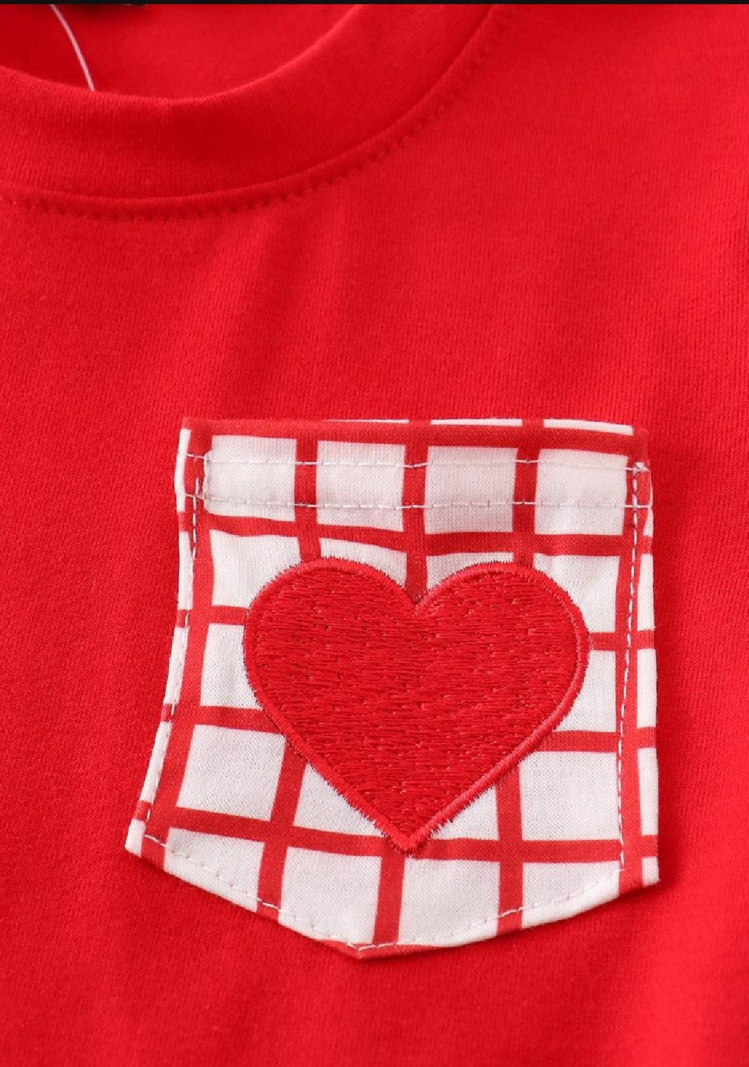 Boys Boutique Red Valentine's Day Heart Embroidery Embroidered 2 Piece Pant Set Outfit Matching Sibling