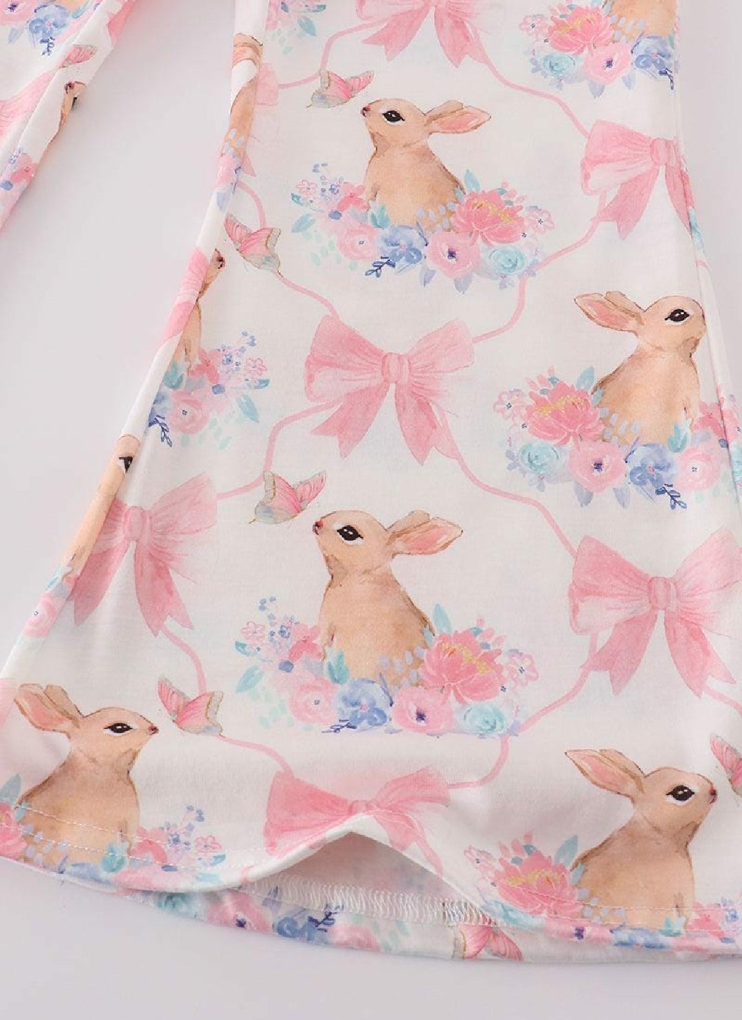 Girl's Boutique Easter Pink Bunny Bow Embroidered Embroidery Bubble Romper Matching Sibling