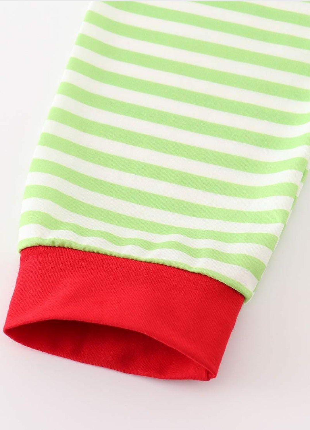 Boy's Boutique Cotton Christmas Green Stripe Green Man Character Applique Embroidered Embroidery Two Piece Set
