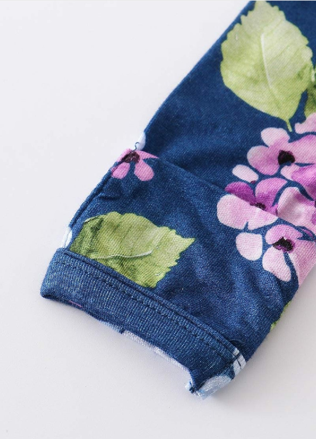 Girl's Boutique Navy Blue Floral Print Bamboo Baby Knot One Piece Outfit And Matching Headband