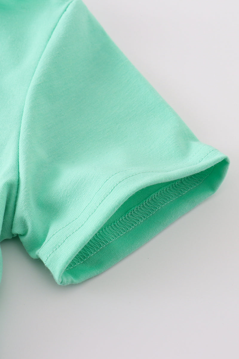 Boy's Boutique Green Sailboat French Knot Shirt Shorts 2 Piece Set Sibling Matching Summer Cruise Trip