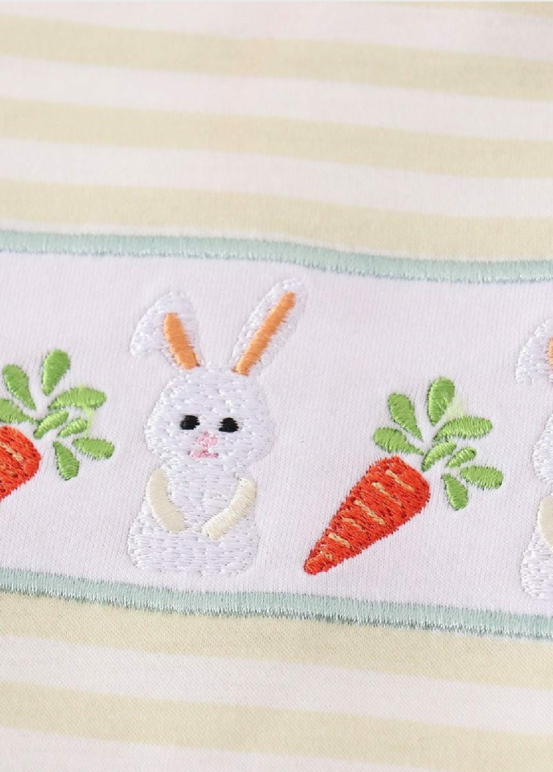 Boy's Boutique Yellow Bunny Embroidery Stripe Embroidered Two Piece Short Outfit Matching Sibling