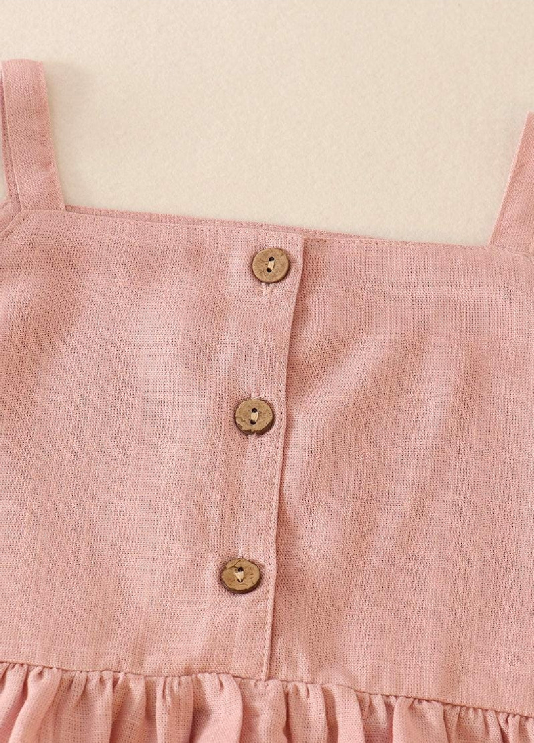 Girl's Boutique Blush Pink Linen Ruffle 2 Two Piece Summer Outfit Set Matching Sibling