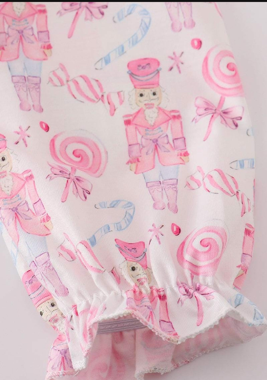 Girl's Boutique Cotton Pink Christmas Nutcracker Ruffle Lounge Dress Sibling Matching