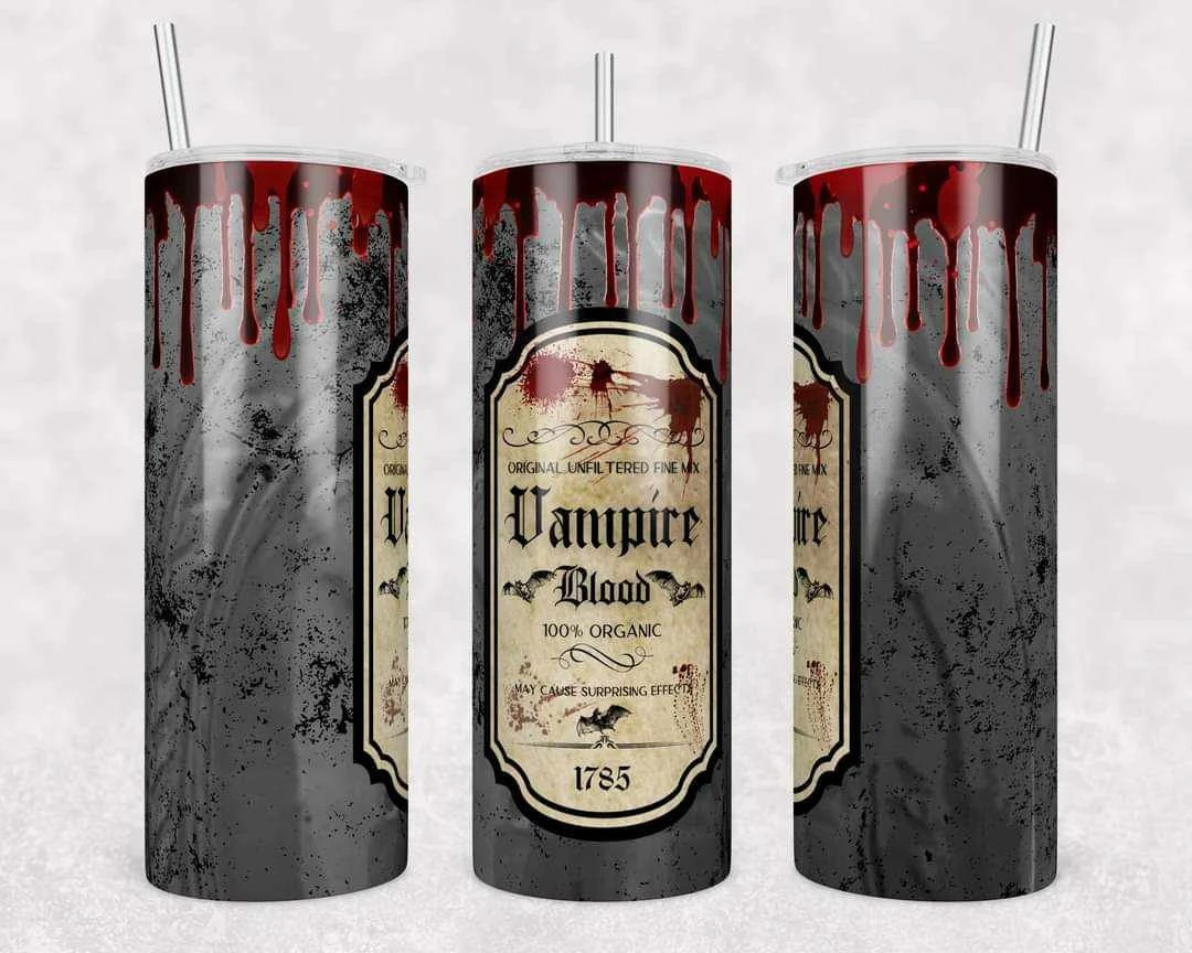 Gothic Gray Vampire's Blood Apothecary Label Stainless Steel Tumbler