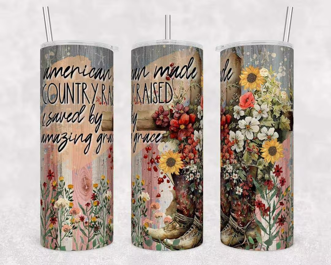 American Made Country Raised Christian Stainless Steel Tumbler