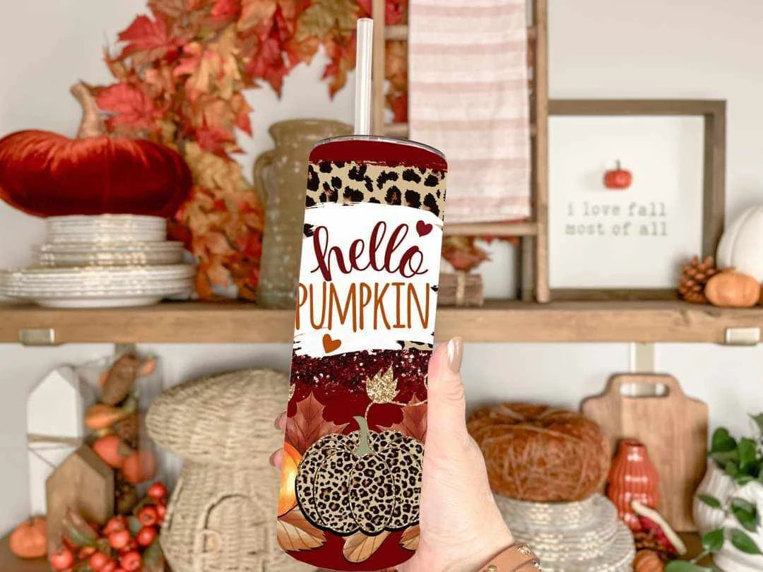 Hello Pumpkin Fall Auburn Stainless Steel Tumbler