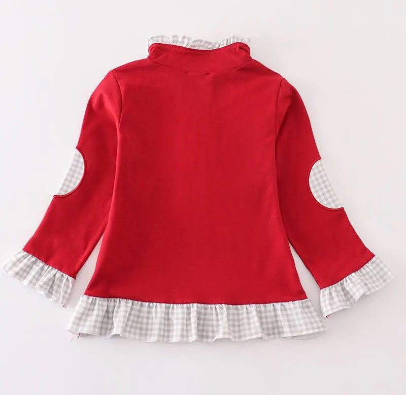 Girl's Boutique Maroon Alabama Girl Pullover Long Sleeve Top French Knot