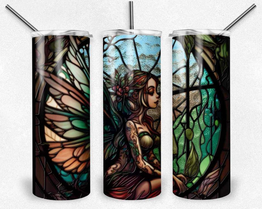 Multicolor Stained Glass Fairy Stainless Steel Tumbler