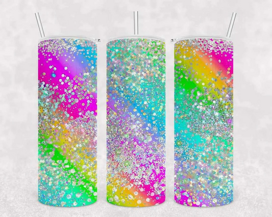 Multicolor Silver Glitter Stainless Steel Tumbler