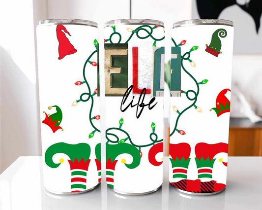 White Christmas Elf Life Stainless Steel Tumbler