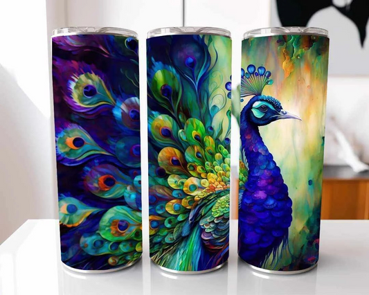 Blue Peacock Stainless Steel Tumbler