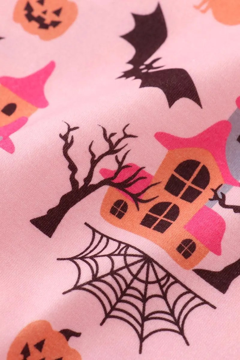 Abby & Evie Girl's Boutique Pink Ghost Bats Halloween Lounge Set