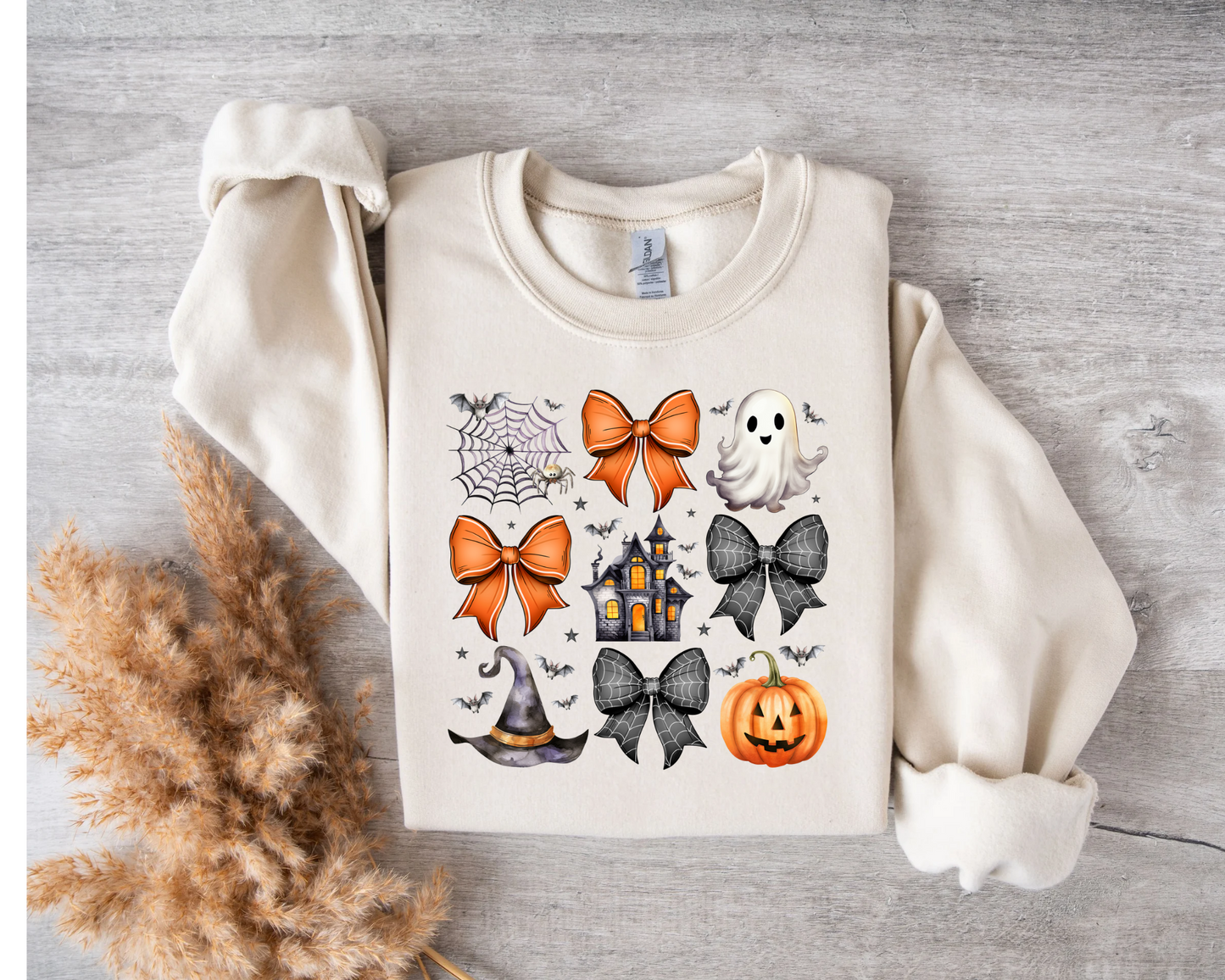 Halloween Custom T Shirt Holiday Bows Ghost Pumpkins Bats Witch Hat Haunted House Orange Black Spider Webs