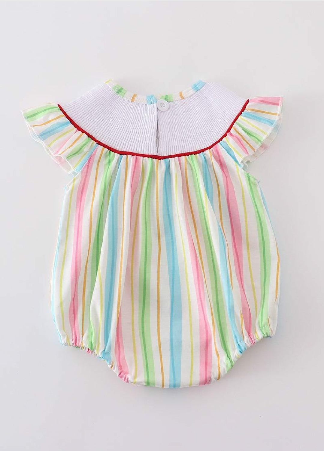 Girl's Rainbow Back To School Character BTS Embroidered Embroidery Bubble Romper Summer Sibling Matching