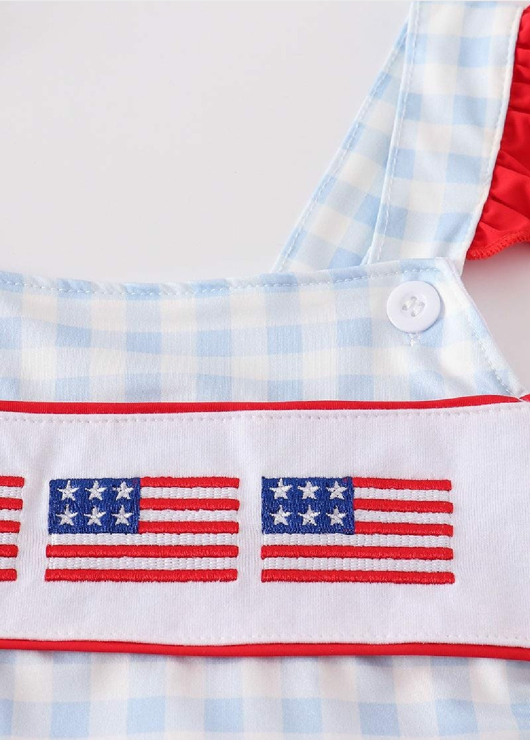 Girl's Boutique Patriotic Flag Embroidered Embroidery 4th Of July One Piece Swimsuit Matching Sibling