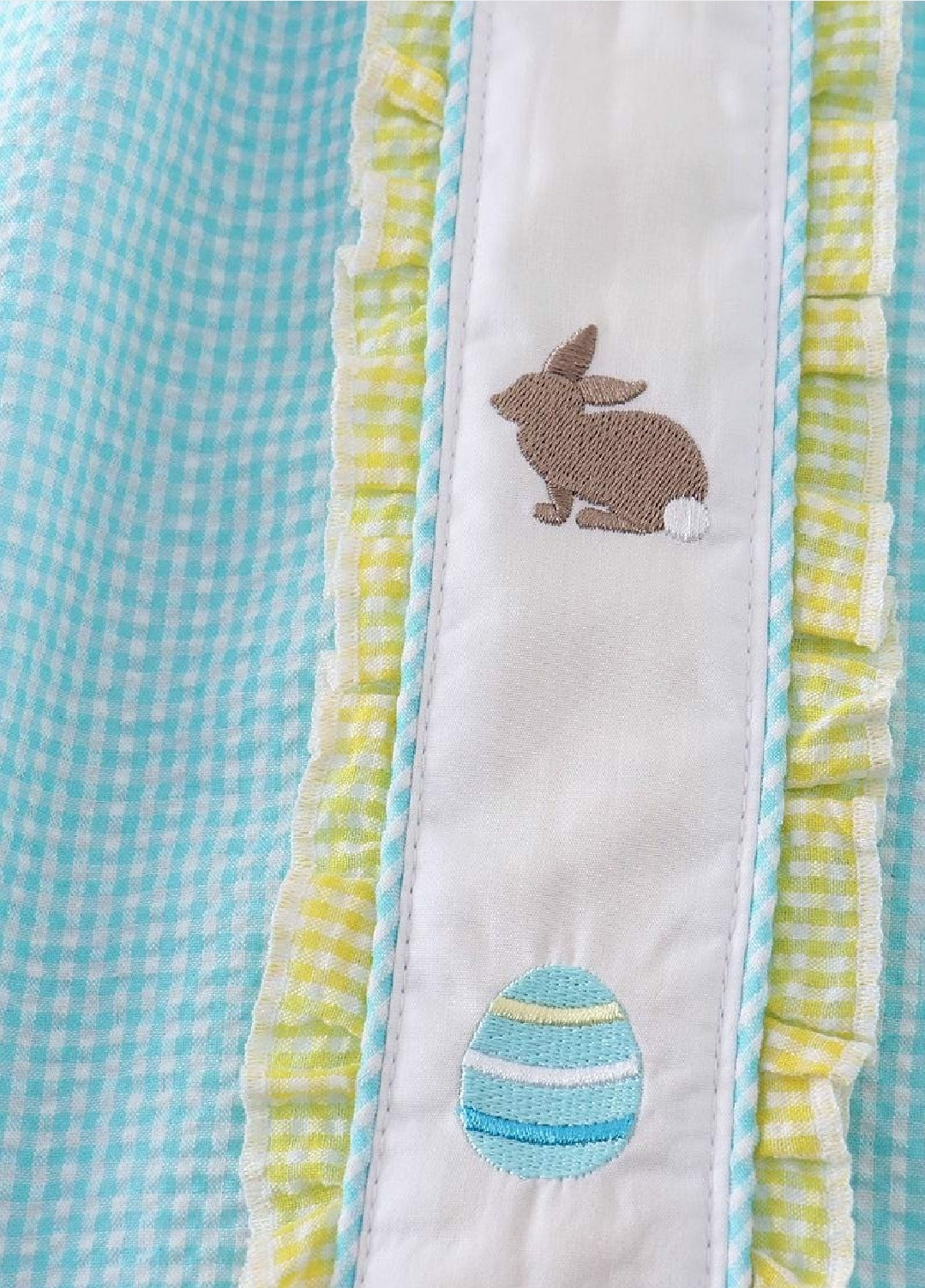 Girl's Premium Boutique Mint Easter Bunny Egg Gingham Embroidered Dress Matching Sibling