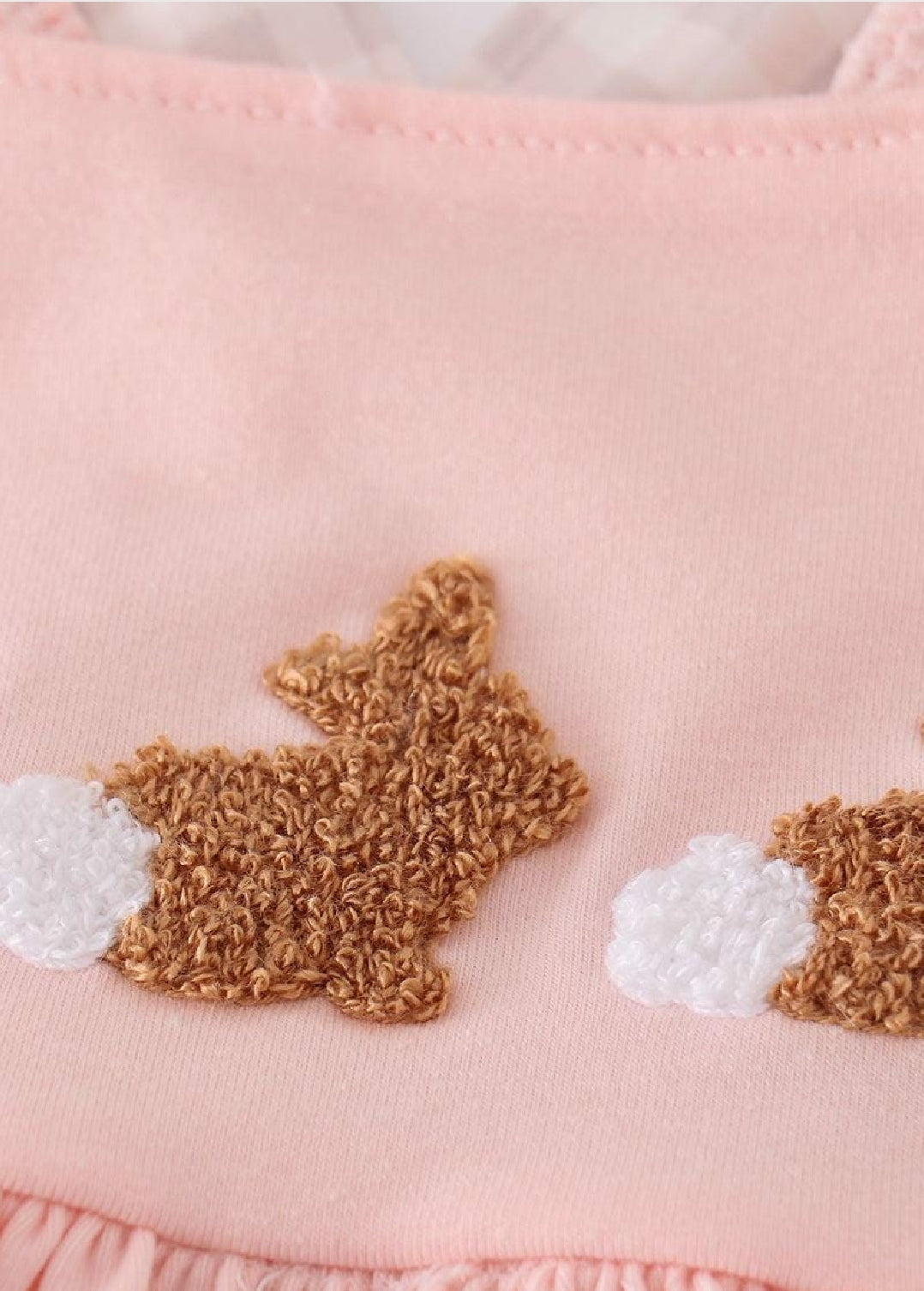Girl's Boutique Pink Easter Bunny French Knot Girl Embroidered Embroidery Two Piece Short Set Outfit Matching Sibling