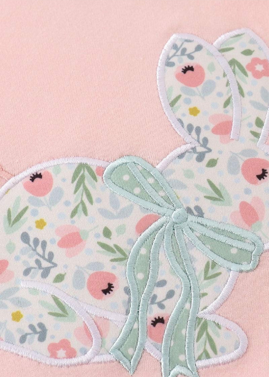 Girl's Boutique Pink Easter Bunny Floral Applique Embroidered Embroidery Short Set Matching Sibling