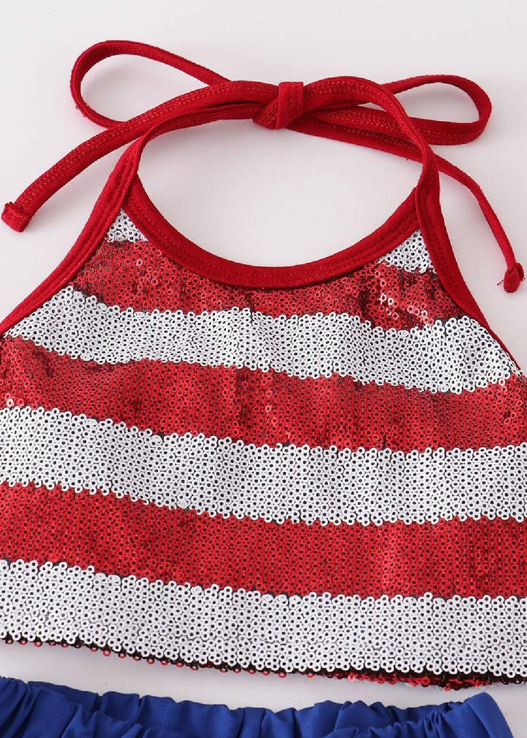 Girl's Boutique Patriotic Star Sequin Summer 2 Piece Set Outfit 4th Of July Dance Cheer