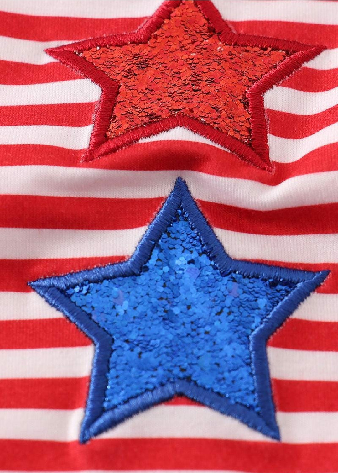 Girl's Boutique Patriotic Flag And Stars Sequin Split Bell Bottom Pants 4th Of July Matching Sibling