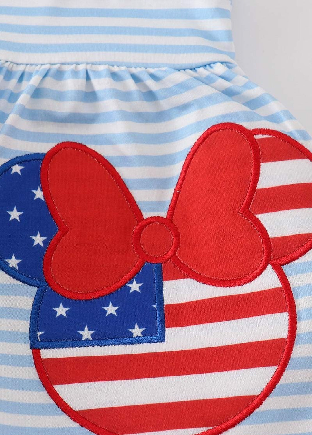 Girl's Boutique Patriotic Mouse Character Flag Red And Blue 2 Piece Bloomer Set 4th of July Sibling Matching
