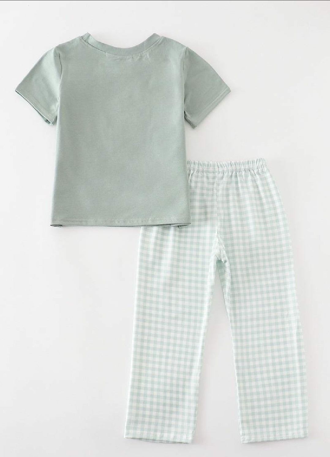 Boy's Boutique Sage Green Pumpkin Plaid Embroidered Embroidery Pants Set Matching Sibling Fall Thanksgiving