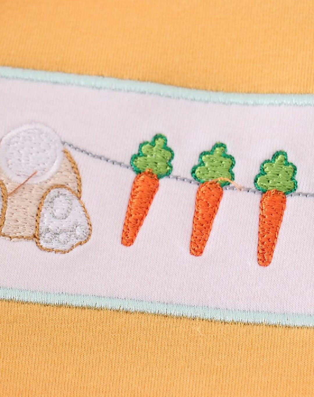 Boy's Boutique Orange Green Easter Bunny Applique Checkered Embroidered Two Piece Short Outfit Matching Sibling