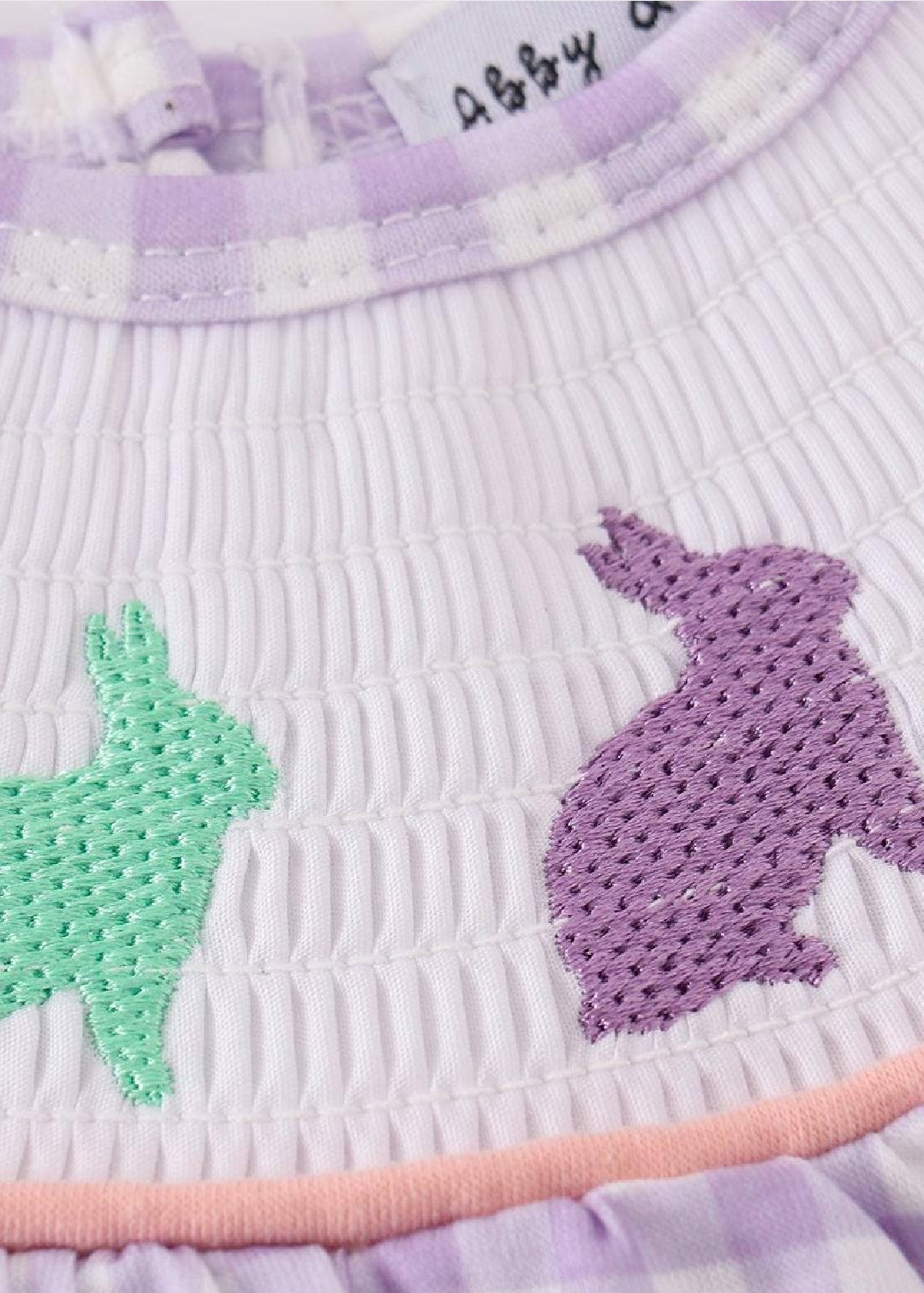 Girl's Boutique Purple Easter Bunny Smocked Embroidered Embroidery Bubble Romper Matching Sibling