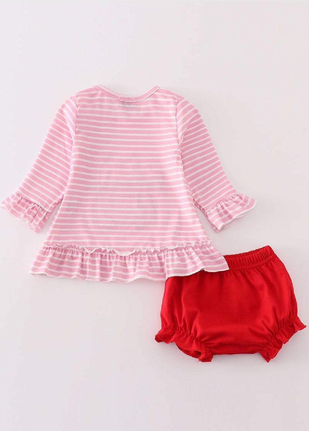 Girl's Boutique Pink Fire Truck Heart Applique Bloomer Set Embroidery Embroidered Matching Sibling