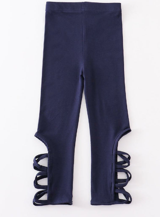 Girl's Boutique Navy Hollow Out Leggings