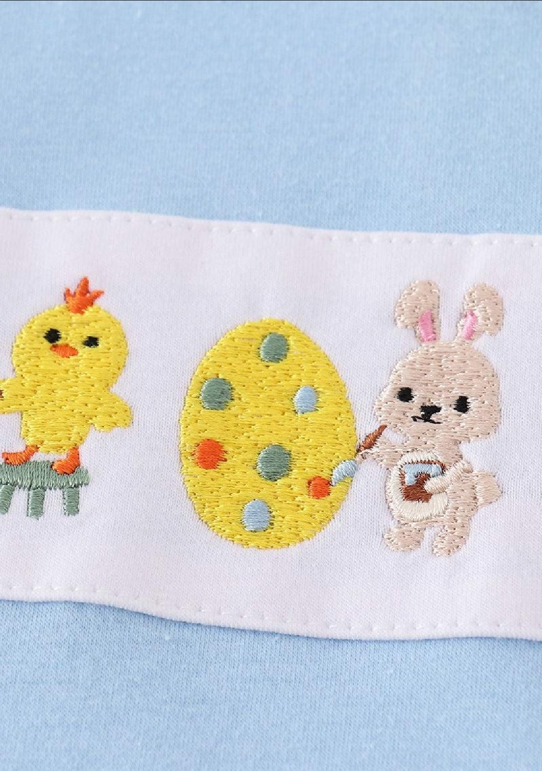 Boy's Boutique Yellow Bunny Egg Embroidery Checkered Embroidered Two Piece Short Outfit Matching Sibling
