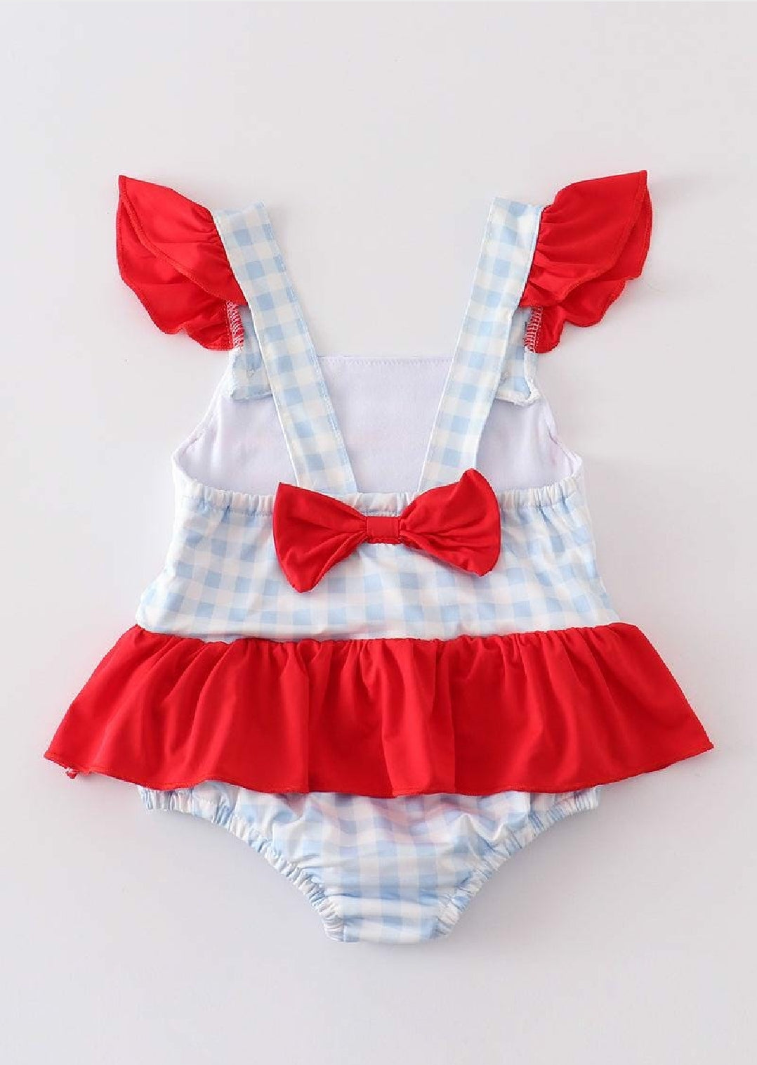 Girl's Boutique Patriotic Flag Embroidered Embroidery 4th Of July One Piece Swimsuit Matching Sibling