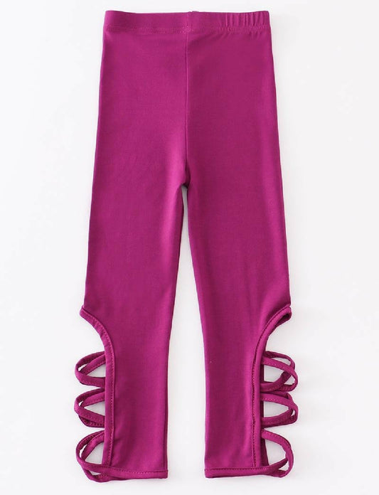 Girl's Boutique Purple Hollow Out Leggings Dance Sports