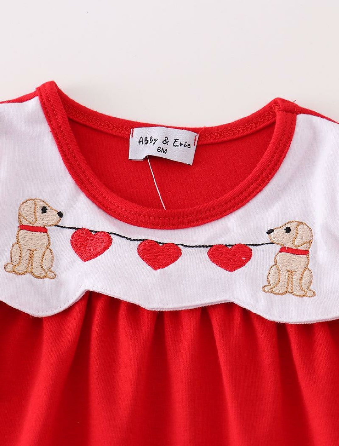 Girl's Boutique Red Puppy Heart Applique Bloomer Set Embroidery Embroidered Matching Sibling