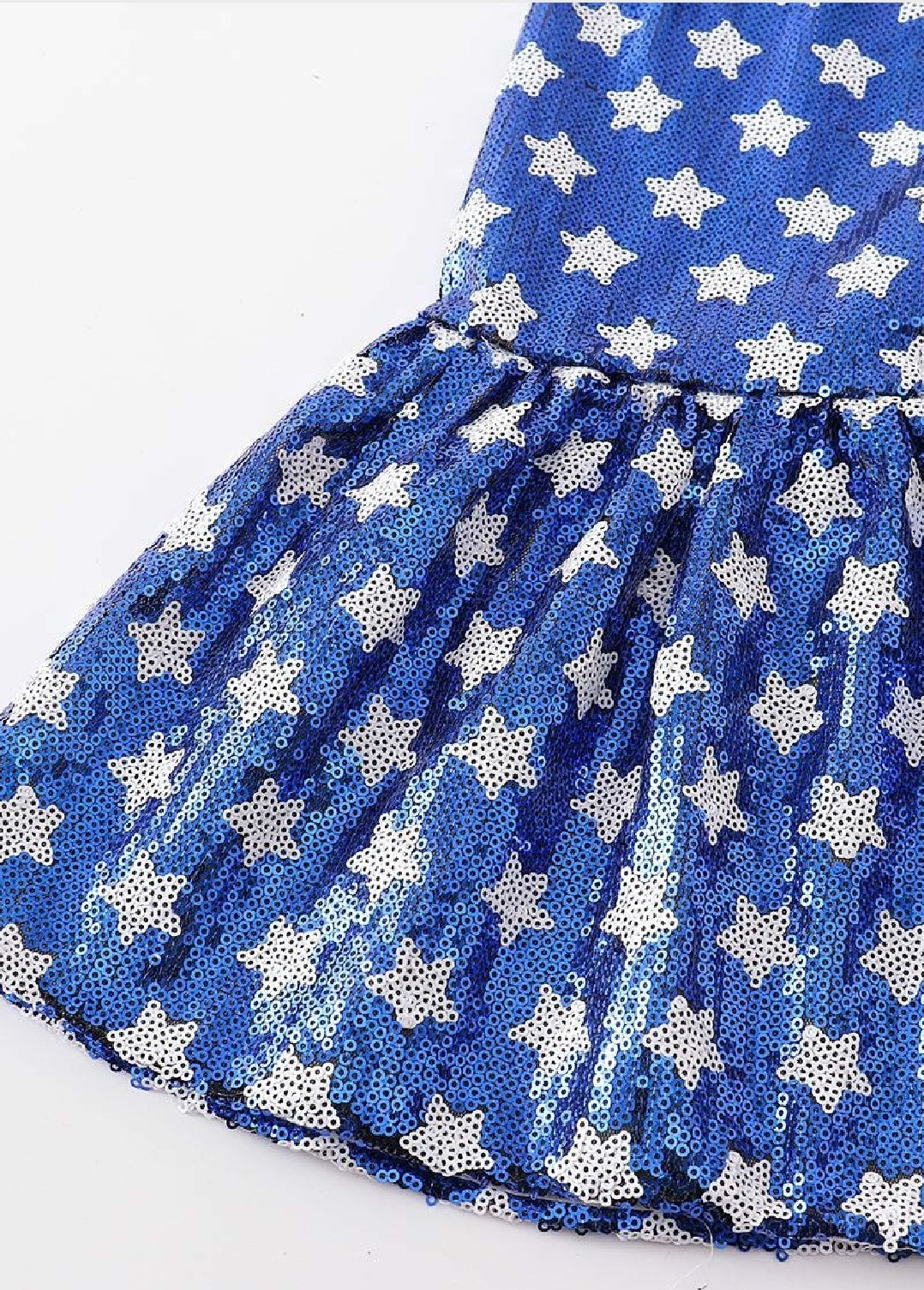Girl's Boutique Patriotic Star Sequin Summer 2 Piece Set Outfit 4th Of July Dance Cheer
