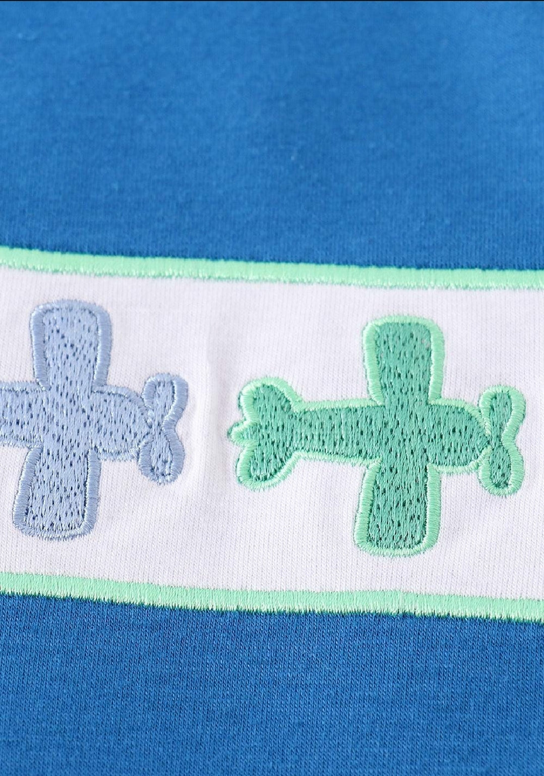 Boy's Boutique Blue Airplane T Shirt Sibling Matching Summer Plaid Embroidered Embroidery