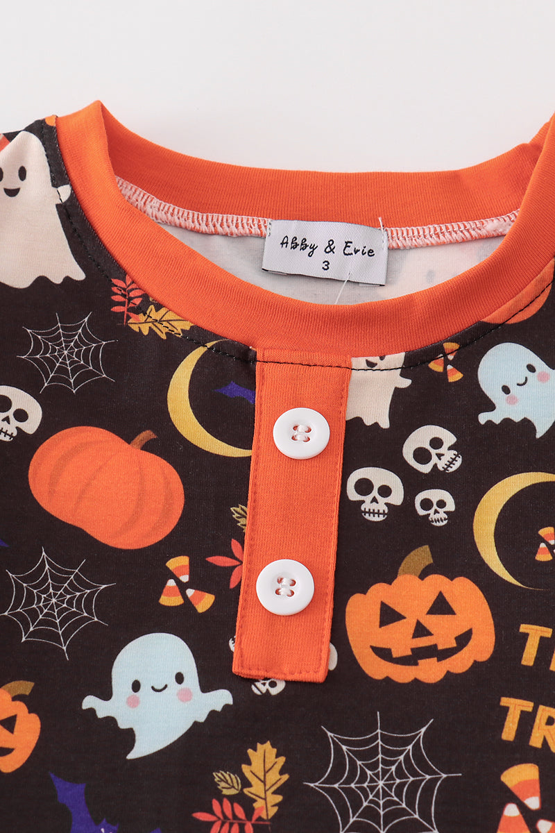 Abby & Evie Boy's Boutique Orange Trick Or Treat Halloween Candy Corn T Shirt Top Sibling Matching