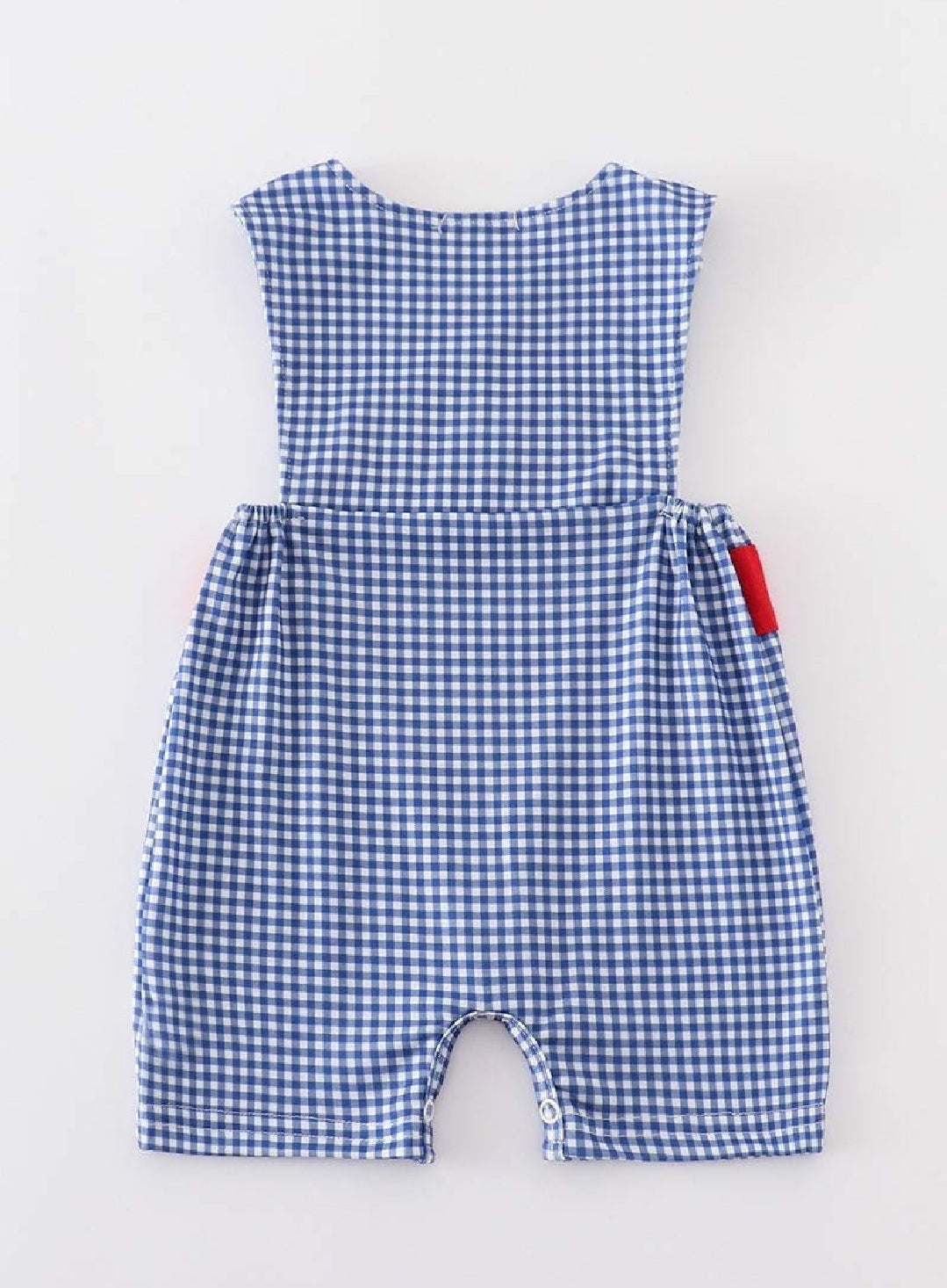 Boy's Boutique Blue Vehicle Truck Construction JonJon Romper Sibling Matching Summer Plaid Embroidered Embroidery