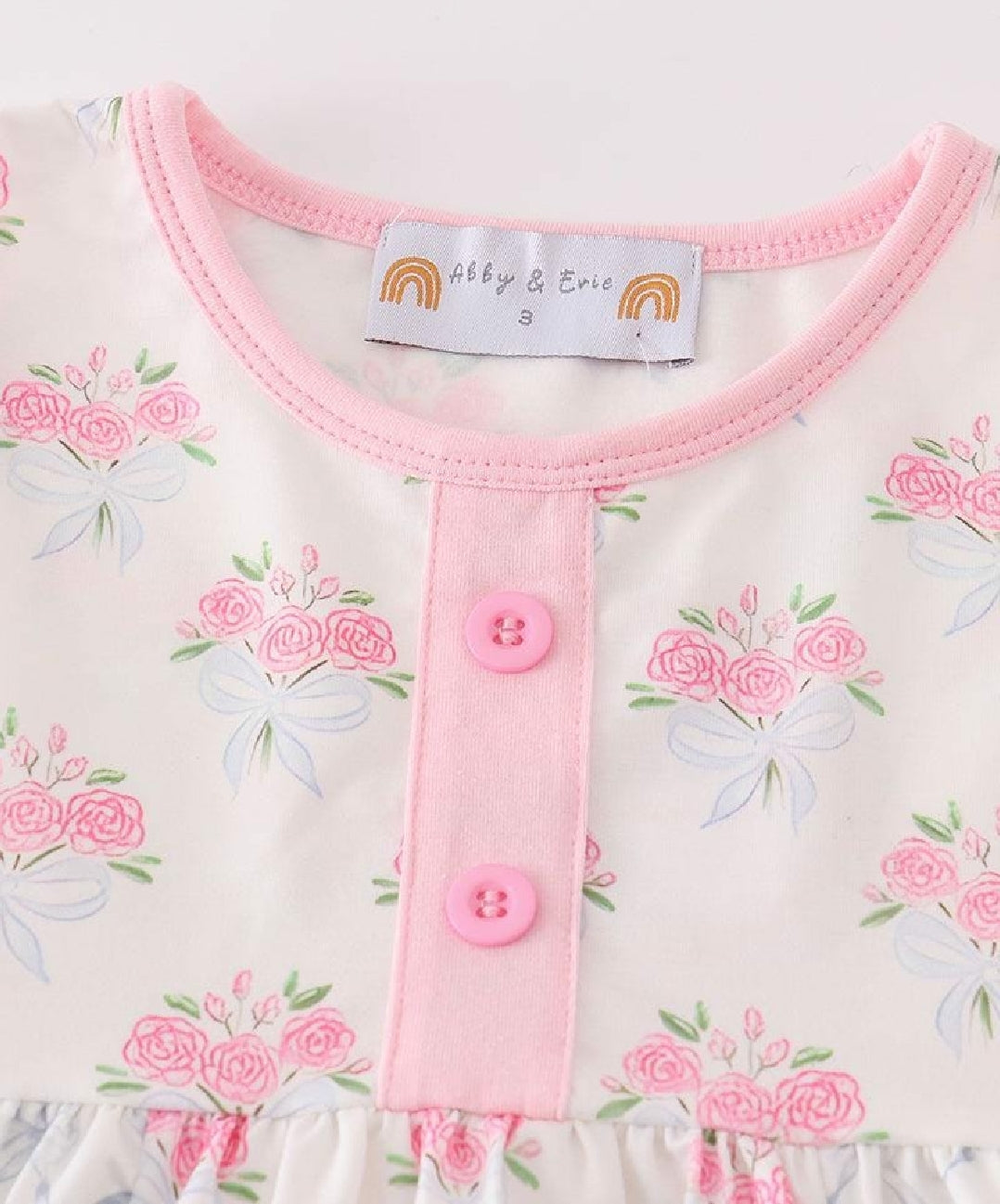 Girl's Boutique Pink Floral Bow Tie Print Ruffle 2 Piece Set Sibling Matching