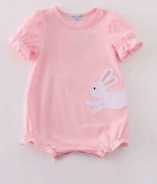 Girl's Boutique Pink Easter  Bunny Bubble Romper Matching Sibling