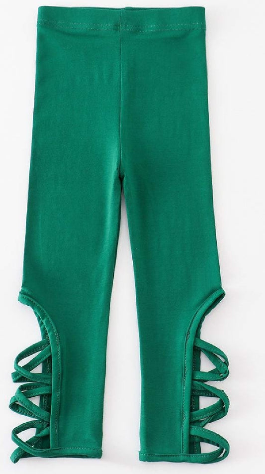 Girl's Boutique Green Hollow Out Leggings