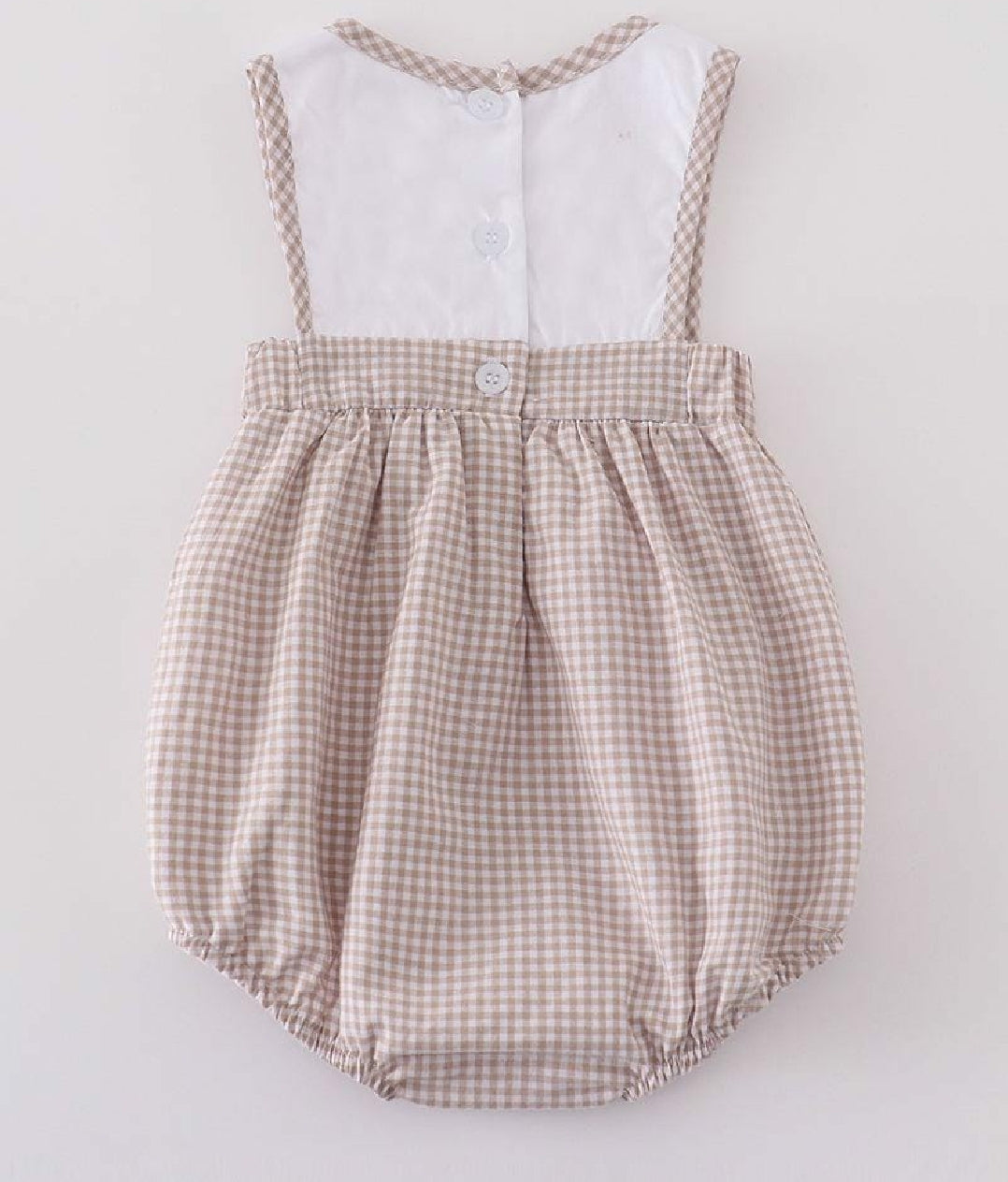 Boy's Boutique Premium White Stripe Easter Cross Brown Embroidered Bubble Romper Outfit Matching Sibling